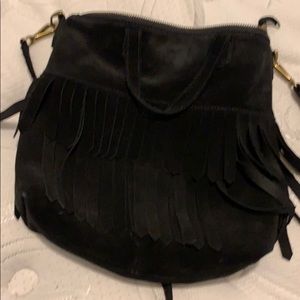 Black suede fringe Madewell crossbody